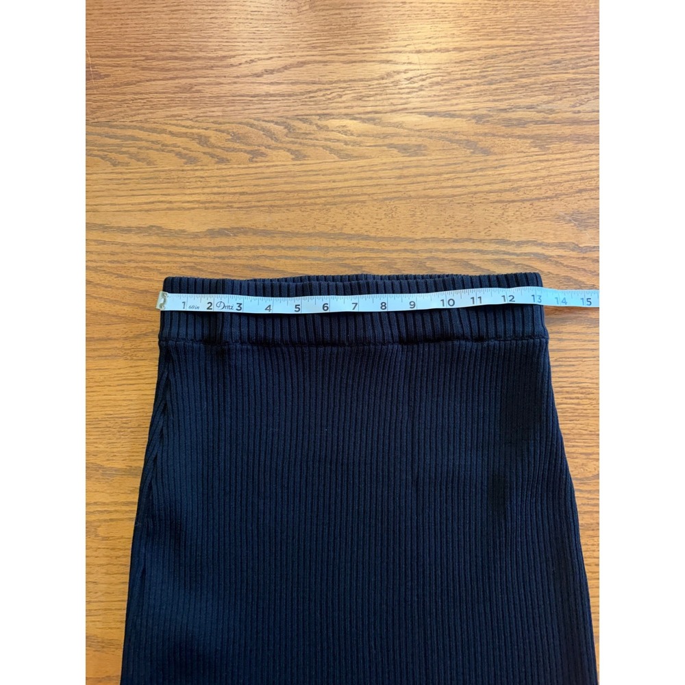 By Anthropologie Black Ribbed Sweater Knit Maxi Skirt Side Slits Women M - Picture 7 of 9